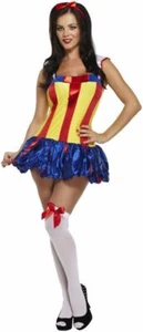 Ladies Snow Princess Show White Fancy Dress Costume Headband & Dress Outfit - Picture 1 of 1