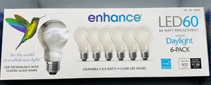 6 pack FEIT Dimmable LED Enhance Bulbs 8.8W 60W rep. 800 Lumens Daylight - Picture 1 of 5