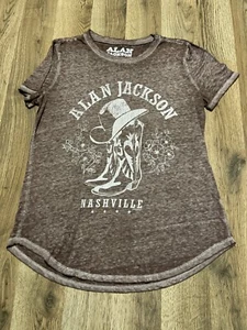Alan Jackson Shirt, Women's Size Small, Brown White, Nashville Flowers Boots - Picture 1 of 7