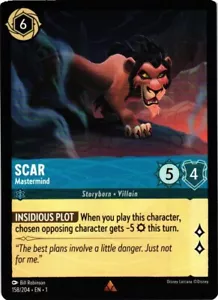 DISNEY LORCANA 158/204 SCAR MASTERMIND RARE NON-FOIL - Picture 1 of 2