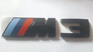BMW M3 Kofferraum-/Heckklappenabzeichen in glänzend schwarz 20mm hoch. E90 E92 E93 - Bild 1 von 1