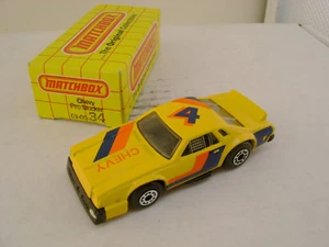 1983 MATCHBOX SUPERFAST #34 YELLOW CHEVY PRO STOCKER NEW IN DAMAGED BOX - Picture 1 of 9