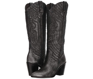 New in Box FRYE Womens Faye Stud Pull on Western Boots Anthracite 7 M MSRP $498