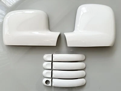 AUTOCC GLOSS WHITE WING MIRROR 4 DOOR HANDLE COVERS FITS VW CADDY 2003-20 MK3 MK4 MAXI