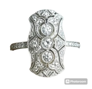 Art Deco Vintage Style Cubic Zirconia Statement Ring Size 8 ❤️ - Picture 1 of 5