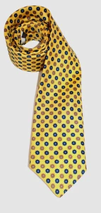 Cravatta collo J PRESS Foulard giallo motivo geometrico floreale - 58” x 3 3/8” - Foto 1 di 5