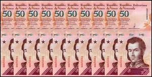 Venezuela 50 Bolivar Soberano, 2018, P-105a.1z, UNC, Replacement X 10 PCS - Picture 1 of 3