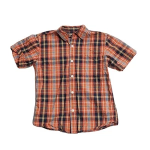 Faded Glory Boys Check Shirt Size M 8/18 Button Up Orange Multi Color - Picture 1 of 5