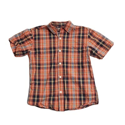 Camisa a Cuadros Faded Glory Niños Talla M 8/18 Botones Naranja Multicolor Foto 1 de 4