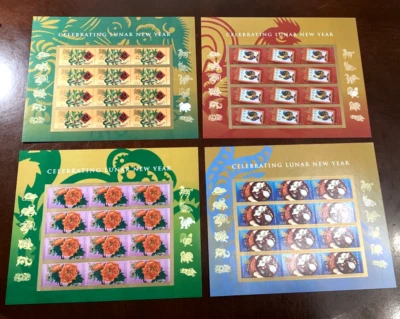 US Forever Stamps #4957,5057,5154,5307 Celebrating Lunar New Year 4 Sheets MNH - Image 1 of 4