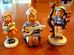 VINTAGE M.J.HUMMEL GERMANY APPLE TREE BOY,GIRL W/BABY, GIRL W/MANDOLIN FIGURINES - Picture 1 of 11