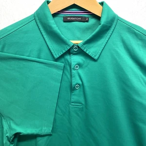 BUGATCHI Polo Shirt Mens Sz XL Green Performance Button Front Mercerized Cotton - Picture 1 of 7