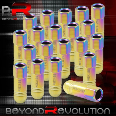 M12X1.25mm Thread Pitch Aftermarket Wheel Rim Long Extended Open Lug Nut Set Neo - Image 1 of 3