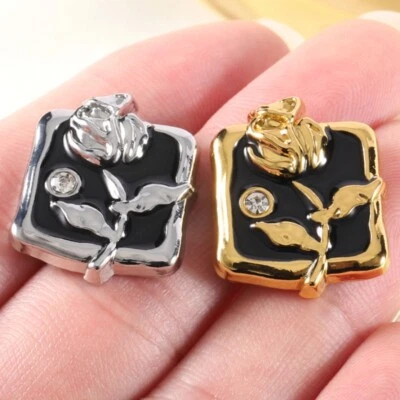 6X  Rose Flower Crystal Diamante Metal Shank Button Glitter Sewing Craft Decor - Image 1 of 4