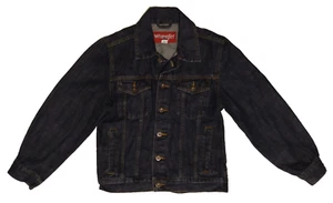 Wrangler Jean Jacket Boys Size Medium Kids Youth Denim Dark Blue Cowboy Ranch - Picture 1 of 12