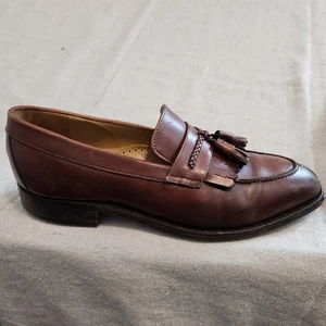 Johnston Murphy Tassel Loafers Mens 9 D/B Chestnut Brown Leather Kiltie Slip On - Picture 1 of 15