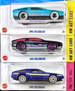 Hot Wheels DMC DeLorean Años 80/Coches Art Teal, Negro, Azul Lote de 3 - Imagen 1 de 8