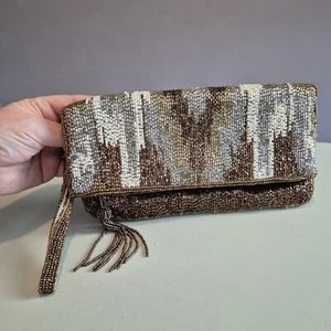 Next Beaded Fold Over Purse Clutch Bag Strap Occasion Wedding - Picture 1 of 12