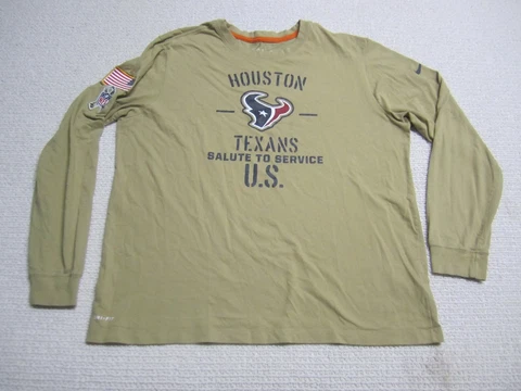 Houston Texans Shirt Mens XL Tan Brown NFL Football Nike Veterans Salute Service Cover