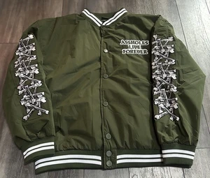 NEW ALF A$$holes Live Forever Jacket Mens Large Bones Varsity Embroidered RARE - Picture 1 of 6