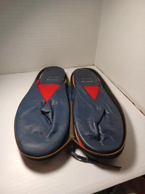 Zapatillas de viaje vintage de cuero azul marino con bolsa de viaje hechas en Corea talla M Foto 1 de 4