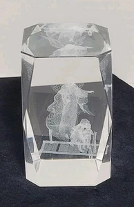 3-D Laser geätzter Kristallglas Würfel Briefbeschwerer Schutzengel Kinder Brücke - Bild 1 von 8
