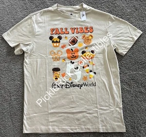 Disney Parks Shirt 2025 WDW Fall Vibes Pumpkin Football Ghosts Tan Adult Small - Picture 1 of 3