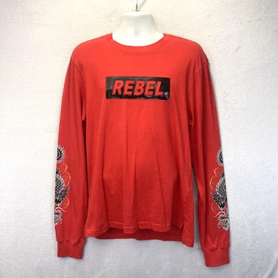 Camisa Rebel Minds Manga Larga Dragón Para Hombres Grande L Roja Gráfica Streetwear Camiseta Foto 1 de 4
