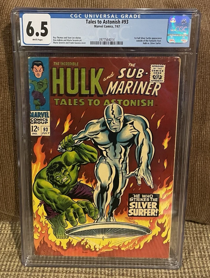 Tales To Astonish 93 1967 CGC 6.5 WHITE PAGES Classic Silver Surfer Vs Hulk  - Image 1 of 2