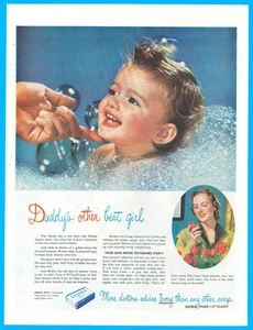 Ivory Soap baby bubble bath cosmetic vintage print ad 1949 - Picture 1 of 3