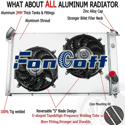 4 Row Radiator & Shroud Fan Fits 1973-1976 Chevy Corvette Base Stingray 5.7/7.4L Foto 1 de 4