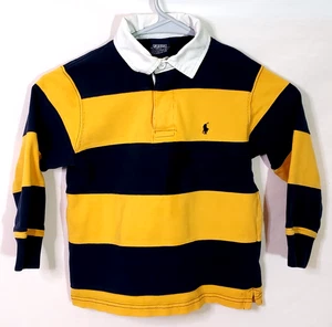 Vintage Polo Ralph Lauren Hemd Jugend 4 Streifen Rugby gelb blau langarm - Bild 1 von 8