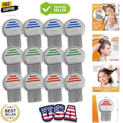 Natural Lice Treatment Solution - 12 Pack Stainless Steel Combs for Families - Image 1 of 4