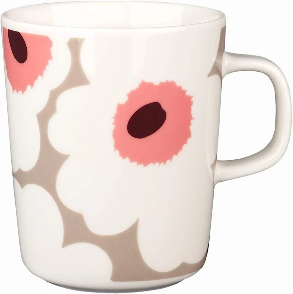 Taza Flor Amapola Marimekko Oiva UNIKKO Arcilla Blanca y Rosa, Taza Café y Té,... Foto 1 de 1