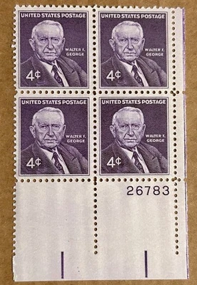 Scott #1170, 1960 Senator Walter F. George, USPS 4¢ Block , MNH/OG, VF/XF - Image 1 of 2
