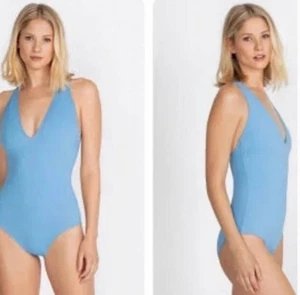 Calme By Johnny Was Cross Back One Piece Swimsuit In Della Blue SZ L NWT - Picture 1 of 7