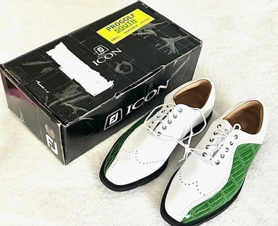 Zapatos de golf FJ Icon My Joys asimétricos verdes blancos imitación cocodrilo para hombre 8,5 ¡AHORRA! Foto 1 de 4