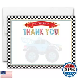 Monster Truck Thank You Card - Set of 20 FLAT cards with envelopes - Picture 1 of 4