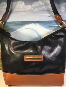 Capezio New York Crossbody Large Purse Tote Brown Black Fauz Leather Hip Looking - Picture 1 of 9