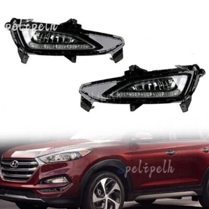 For Hyundai Tucson 2016 2017 2018 Clear LED DRL Daytime Running Light Fog Lamps - Picture 1 of 4