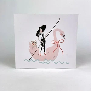 Woman On Swan Gondola Dog 8" x 7" Hobby Lobby Wall Decor Road Trip 21 Collection - Picture 1 of 5