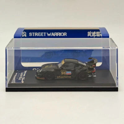 STREET WARRIOR 1:64 SW Porsche RWB 993 Charlene Wide Body Modified Low Tail #96 Black Diecast