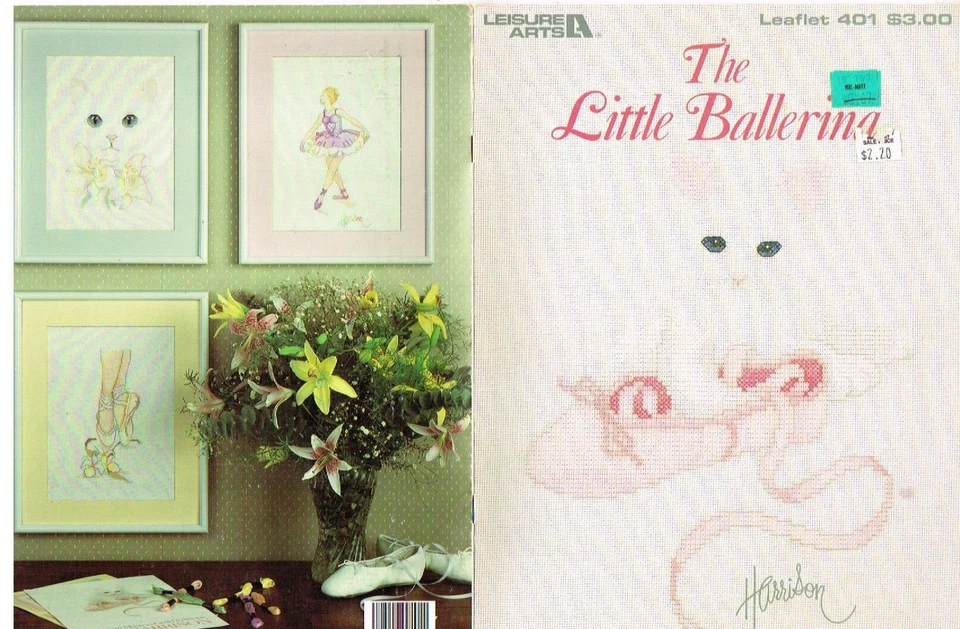 Little Ballerina Kitty Ballet Cross Stitch Pattern Designs  1985 Vintage - Image 1 of 1