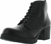 soda women's malia faux leather lace up chunky ankle boot