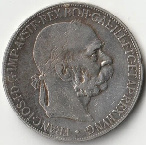 MDS AUSTRIA AUSTRIA HABSBURGO 5 CORONA 1907 "FRANZ JOSEPH I.", PLATA #Y - Imagen 1 de 2