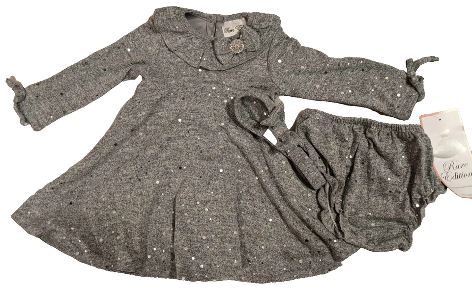 Vestido de férias prata cinza tamanho 12 meses edições raras com capa de fralda novo com etiquetas - Imagem 1 de 4