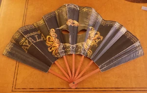 rare French 2 sided Advertising fan Ayala Champagne Carnival mask w eye cutouts - Picture 1 of 6