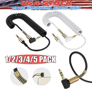 3.5mm Male to Male AUX Cable Cord L-Shaped Right Angle Car Audio Headphone Jack - Picture 1 of 11