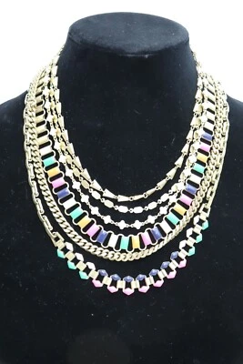 Collar llamativo de 6 cadenas Stella & Dot Francis joyería en tono pastel y dorado Foto 1 de 3