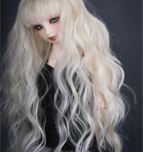Peluca rubia clara rizada larga 7-8" 1/4 BJD LUTS muñeca SD DZ DOD MSD pelo de país de hadas - Imagen 1 de 3
